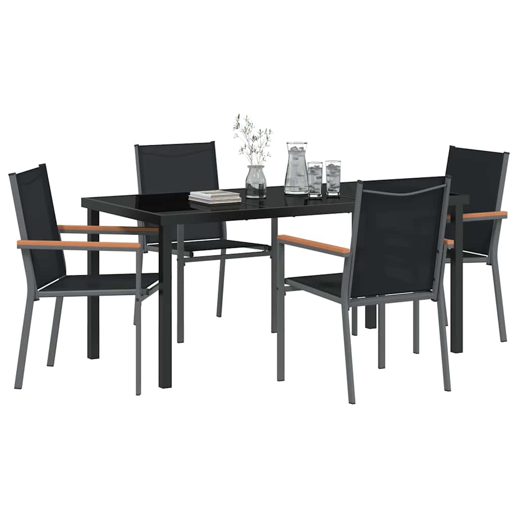 Garden Dining Set 5 pcs Black Textilene and steel