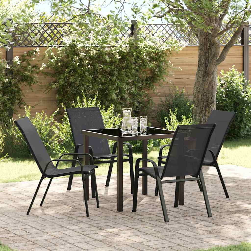 Garden Dining Set 5 pcs Black Textilene and steel