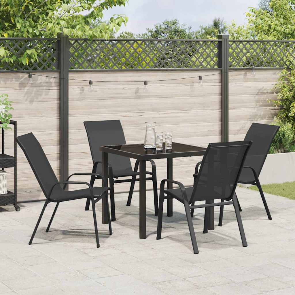Garden Dining Set 5 pcs Black Textilene and steel