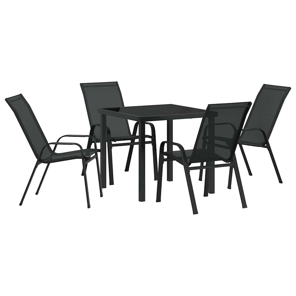 Garden Dining Set 5 pcs Black Textilene and steel