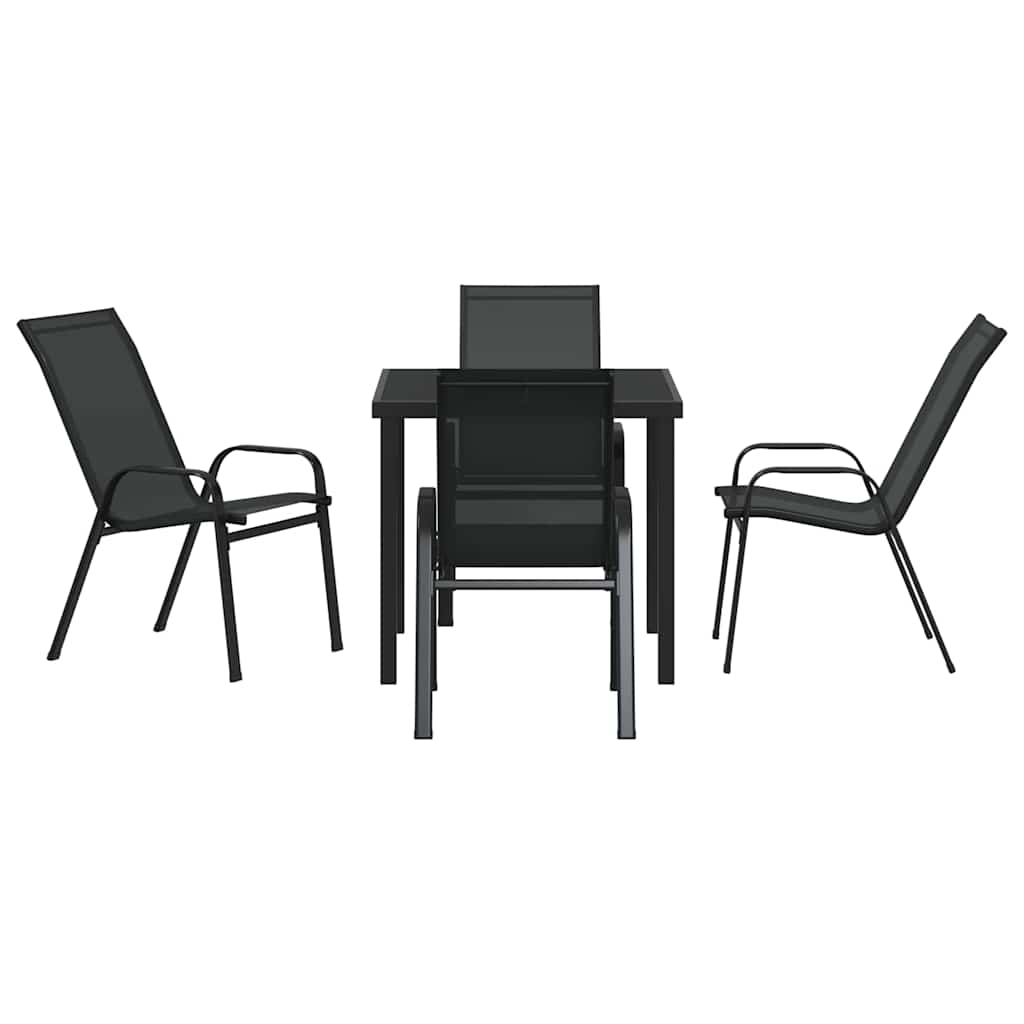 Garden Dining Set 5 pcs Black Textilene and steel