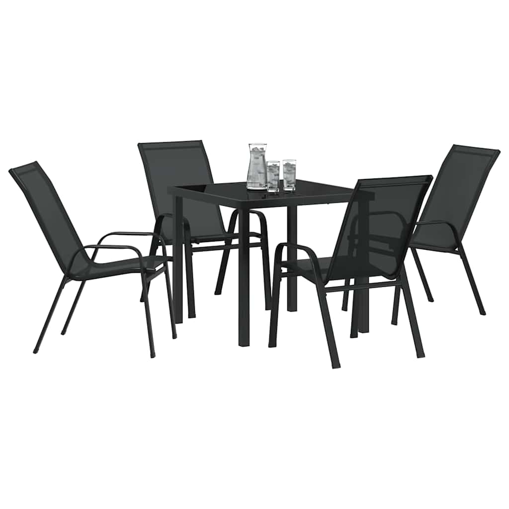 Garden Dining Set 5 pcs Black Textilene and steel