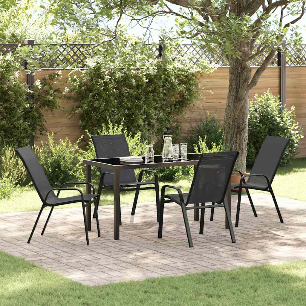 Garden Dining Set 5 pcs Black Textilene and steel