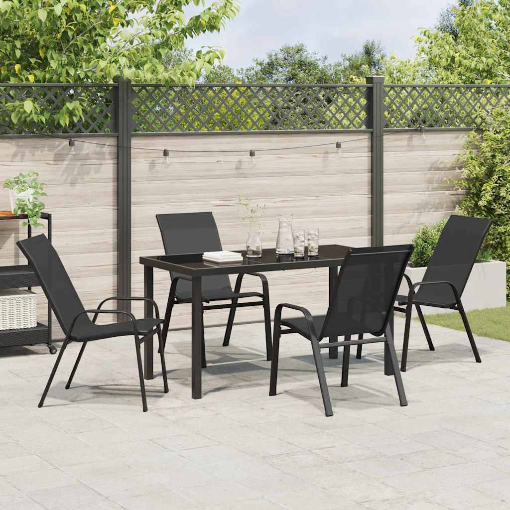 Garden Dining Set 5 pcs Black Textilene and steel