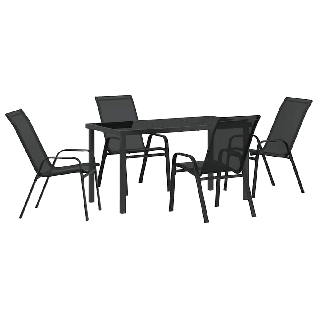 Garden Dining Set 5 pcs Black Textilene and steel