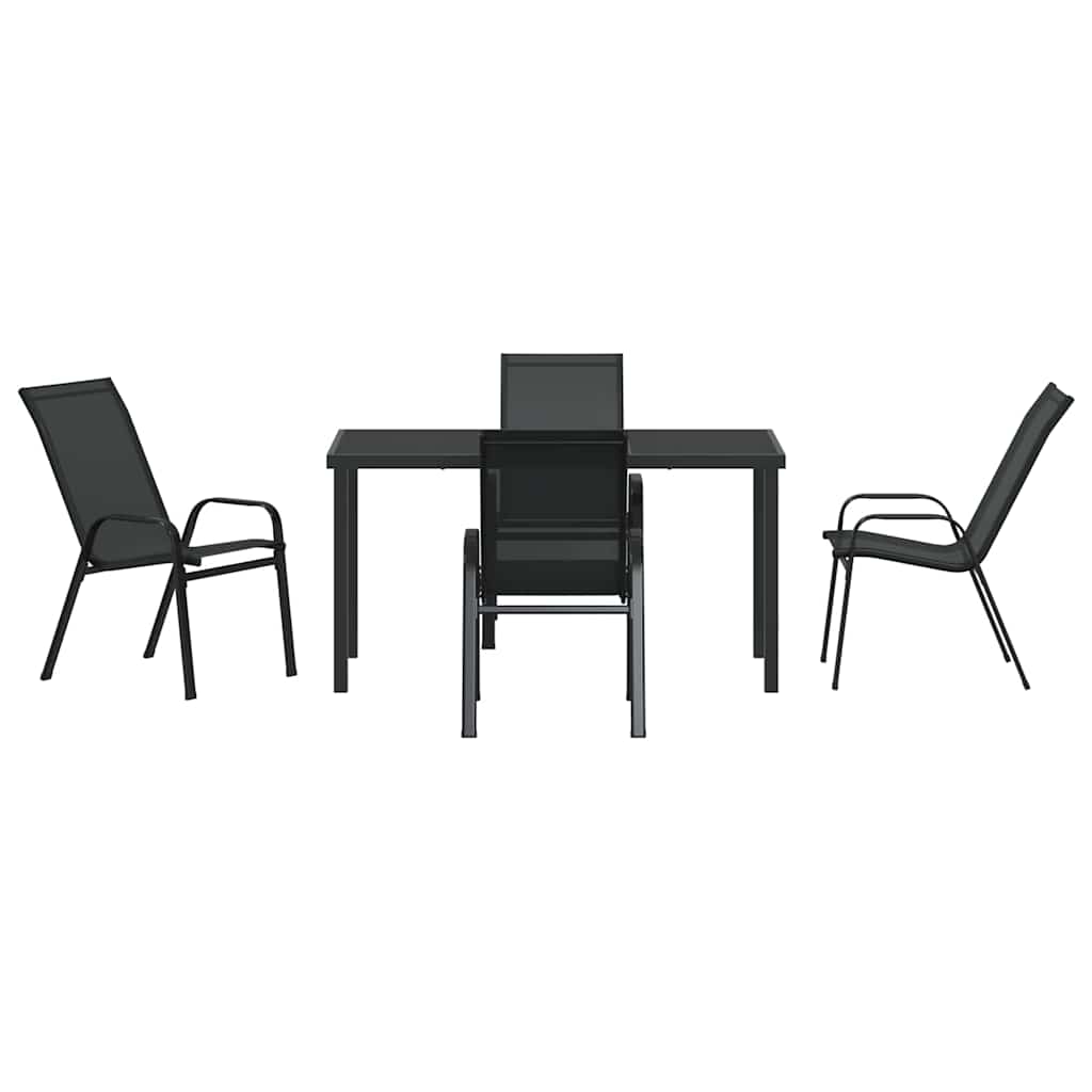 Garden Dining Set 5 pcs Black Textilene and steel