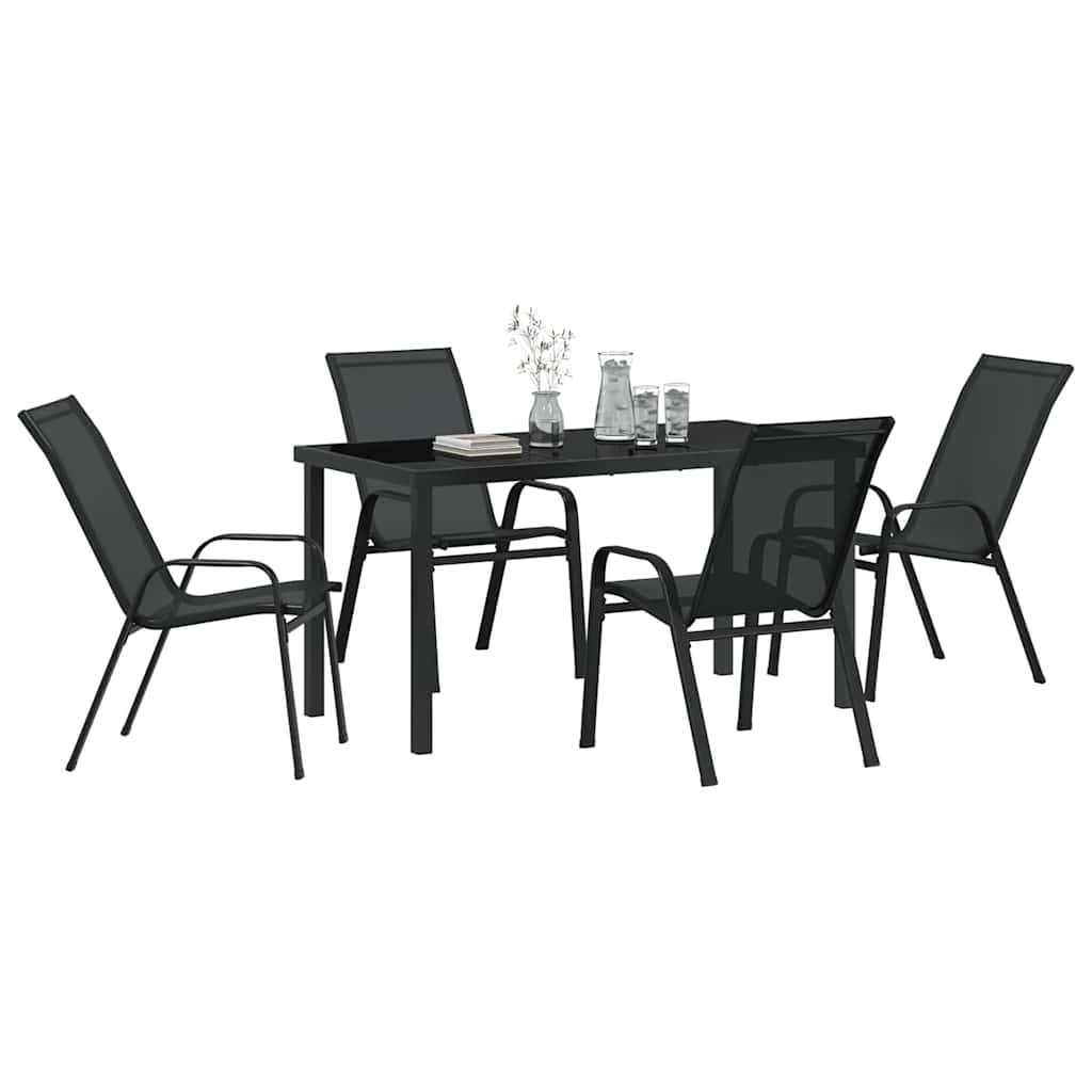 Garden Dining Set 5 pcs Black Textilene and steel