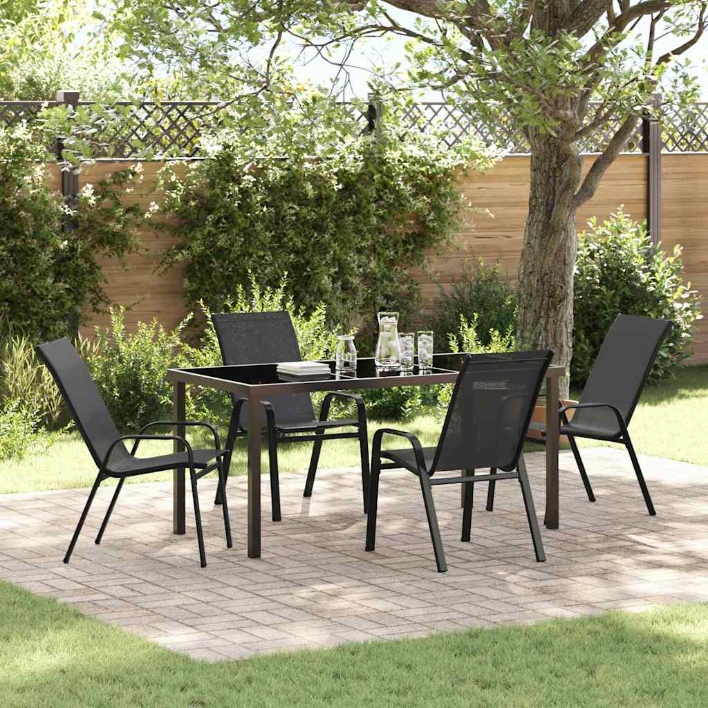 Garden Dining Set 5 pcs Black Textilene and steel