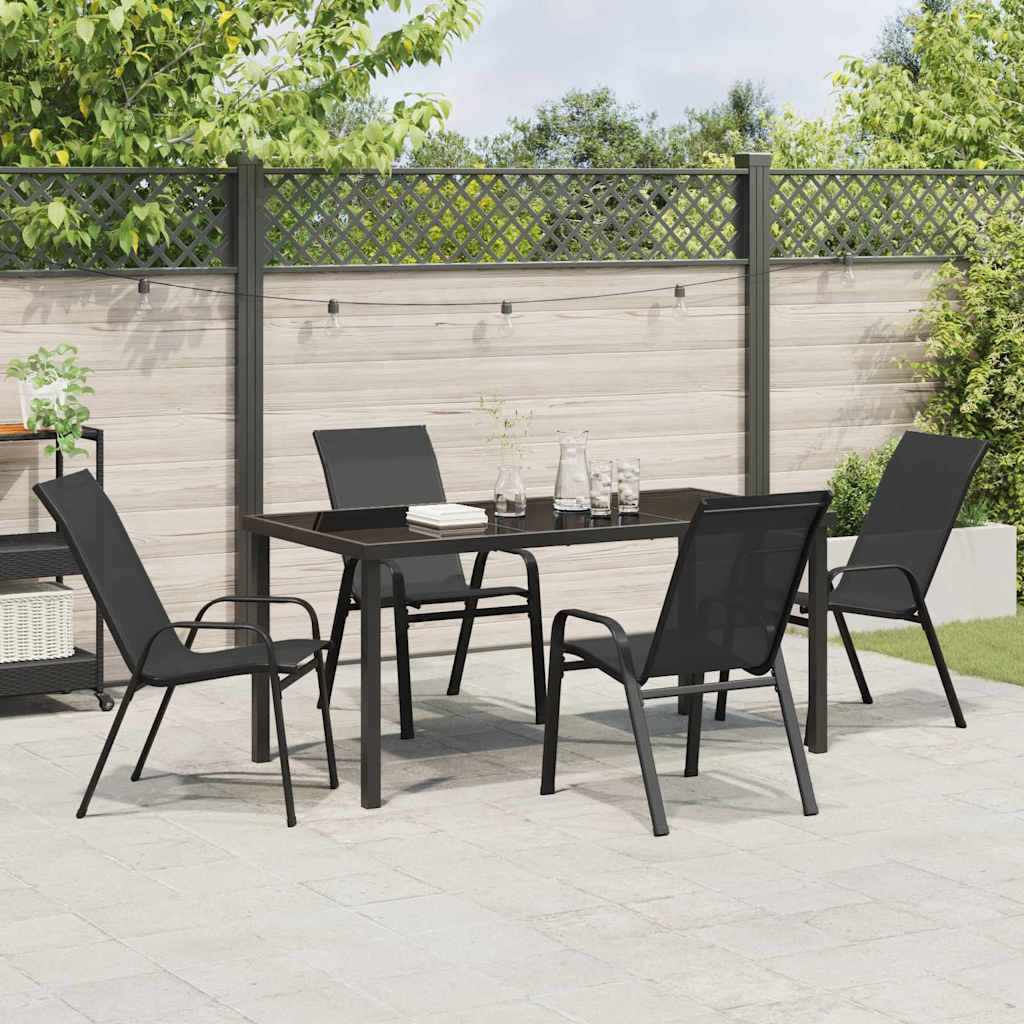 Garden Dining Set 5 pcs Black Textilene and steel