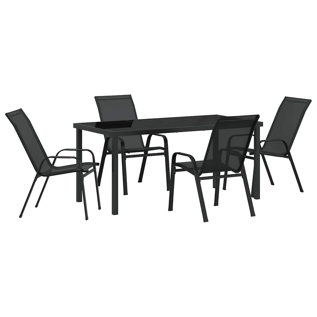 Garden Dining Set 5 pcs Black Textilene and steel