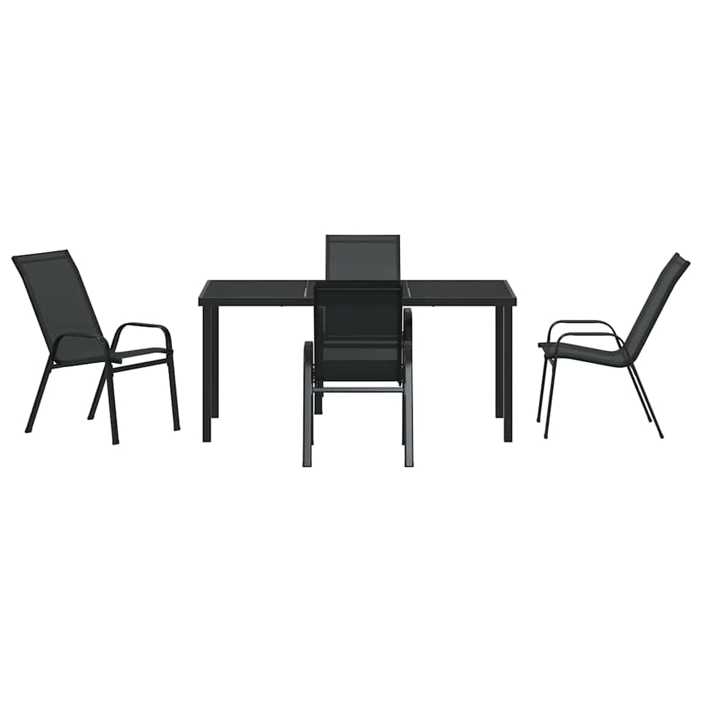 Garden Dining Set 5 pcs Black Textilene and steel
