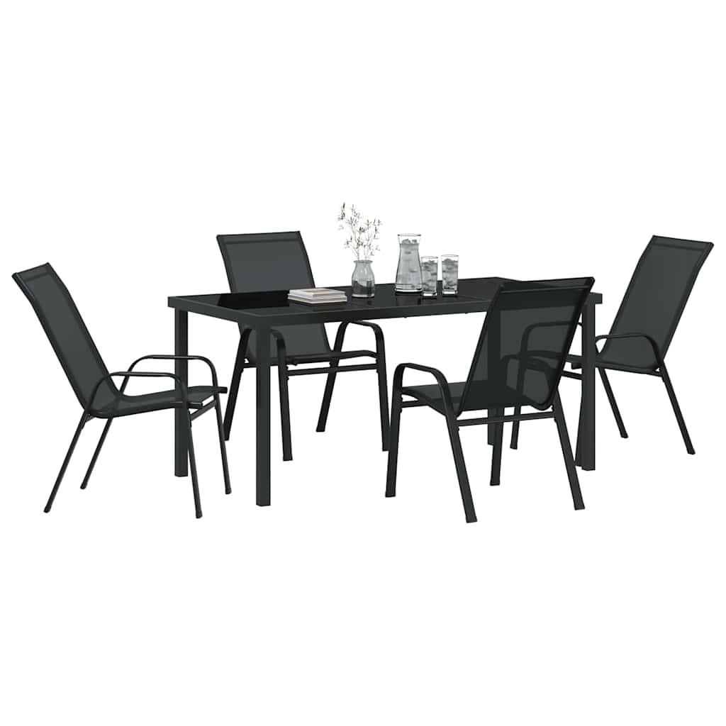 Garden Dining Set 5 pcs Black Textilene and steel
