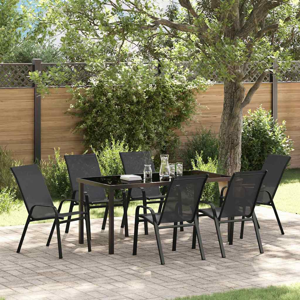 Garden Dining Set 7 pcs Black Textilene and steel