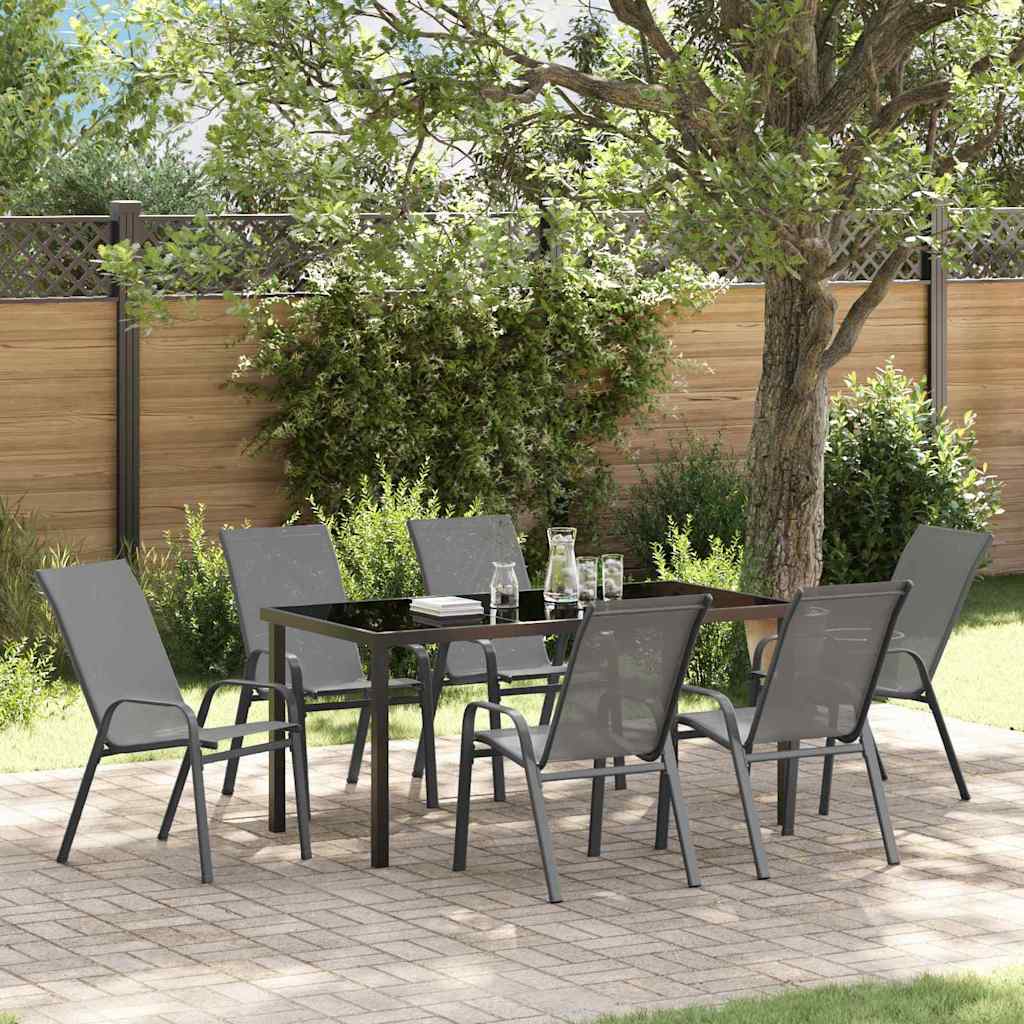 Garden Dining Set 7 pcs Grey Textilene and steel