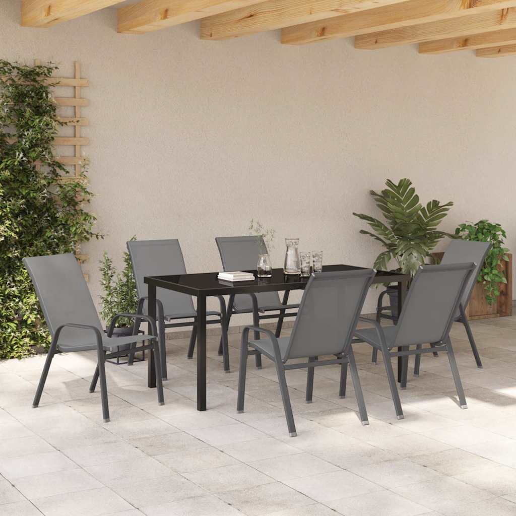 Garden Dining Set 7 pcs Grey Textilene and steel