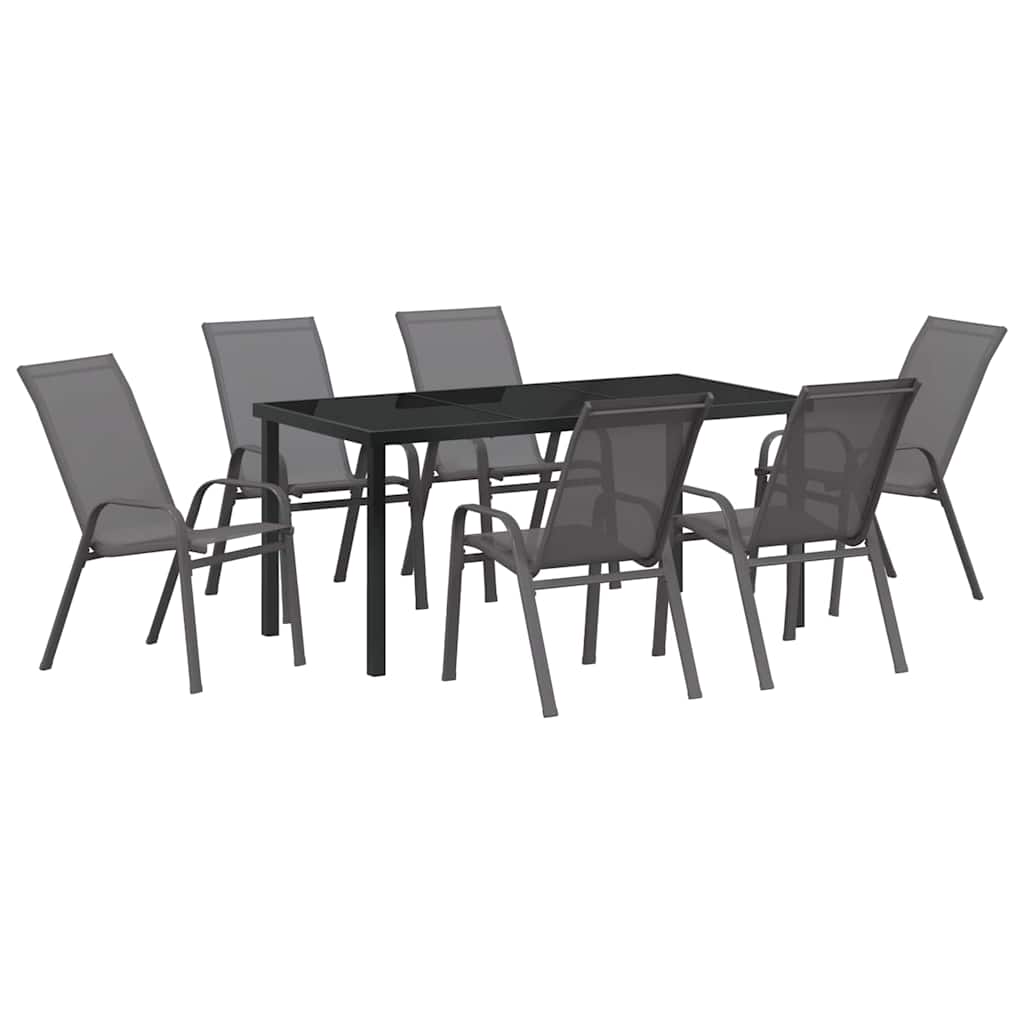Garden Dining Set 7 pcs Grey Textilene and steel