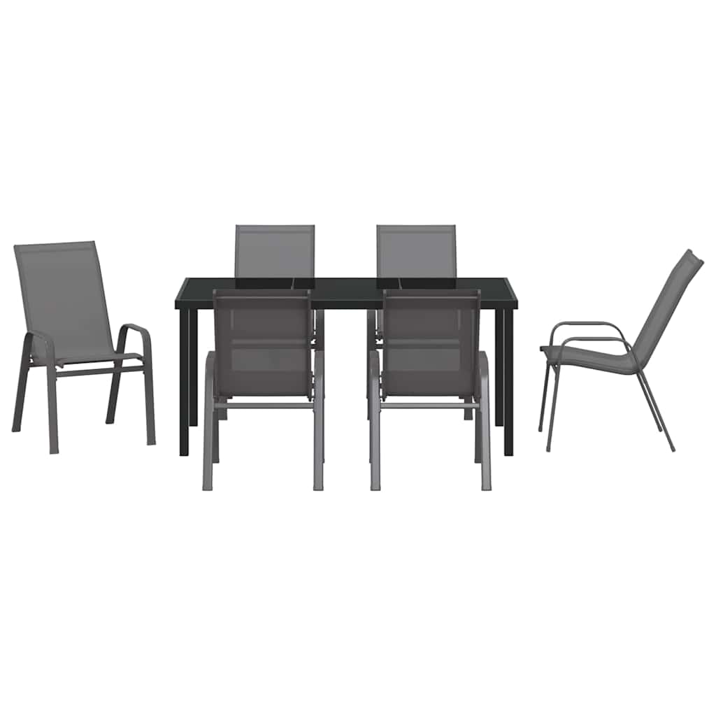 Garden Dining Set 7 pcs Grey Textilene and steel