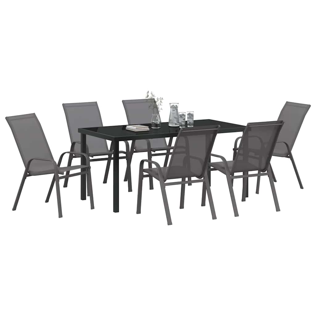 Garden Dining Set 7 pcs Grey Textilene and steel