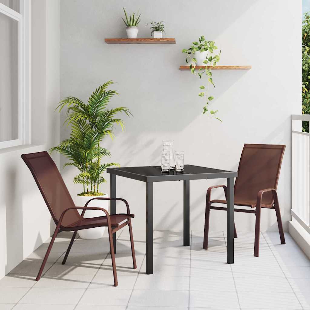 Garden Dining Set 3 pcs Brown Textilene and steel