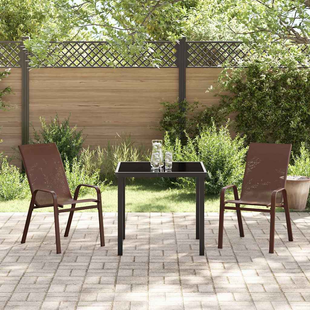 Garden Dining Set 3 pcs Brown Textilene and steel