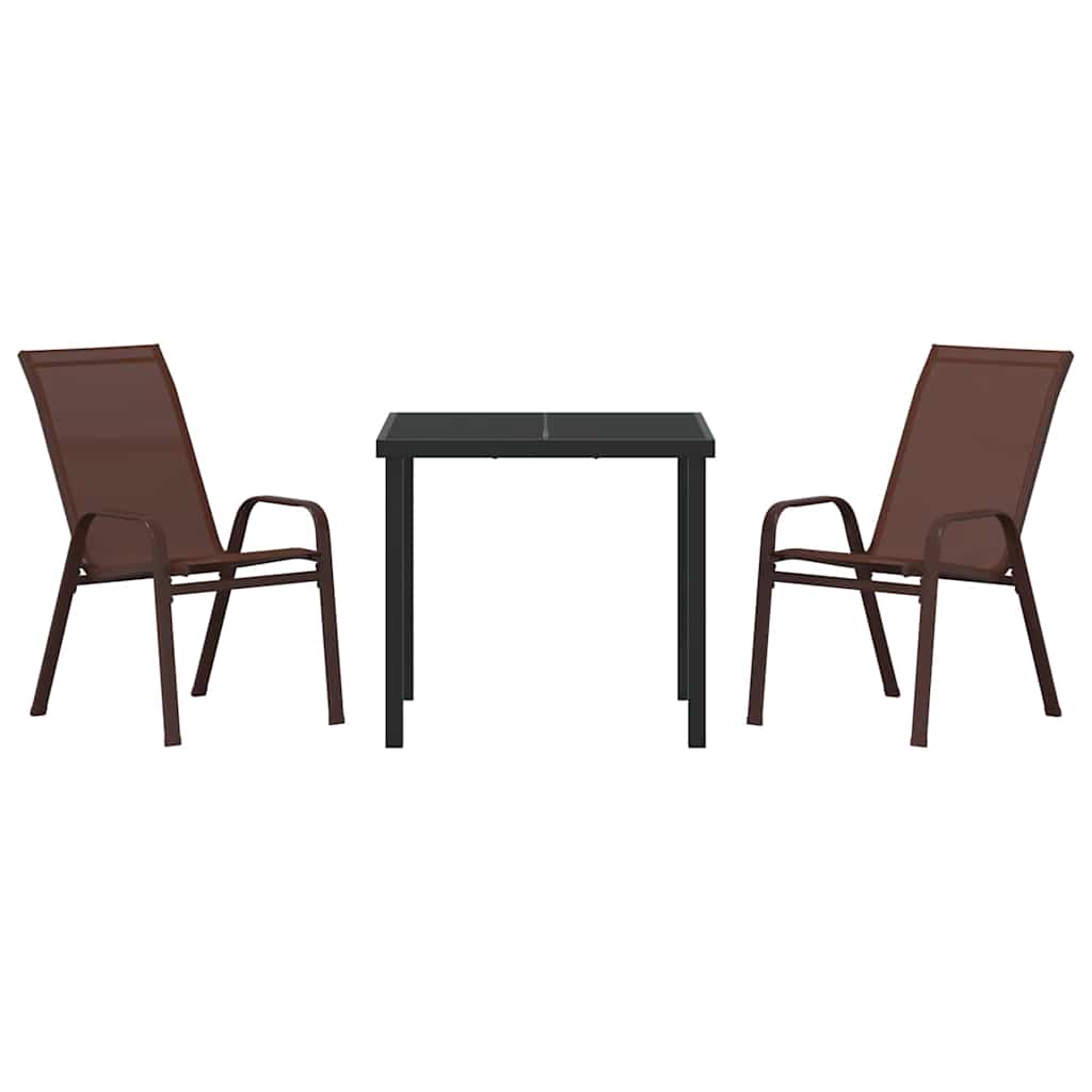 Garden Dining Set 3 pcs Brown Textilene and steel
