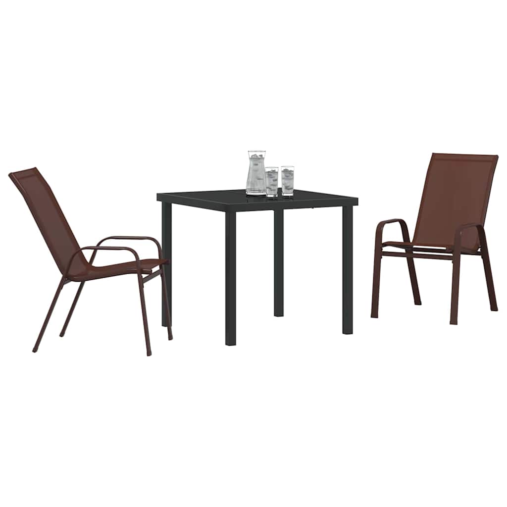 Garden Dining Set 3 pcs Brown Textilene and steel