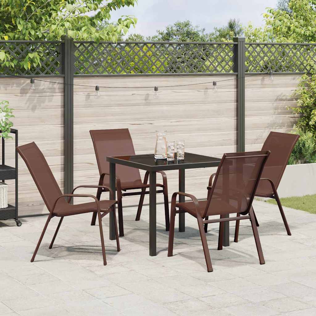 Garden Dining Set 5 pcs Brown Textilene and steel