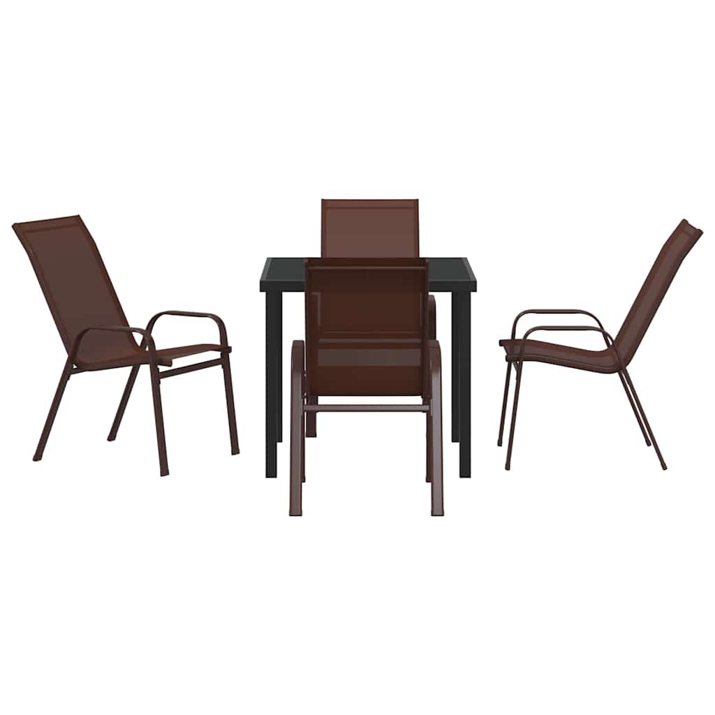 Garden Dining Set 5 pcs Brown Textilene and steel