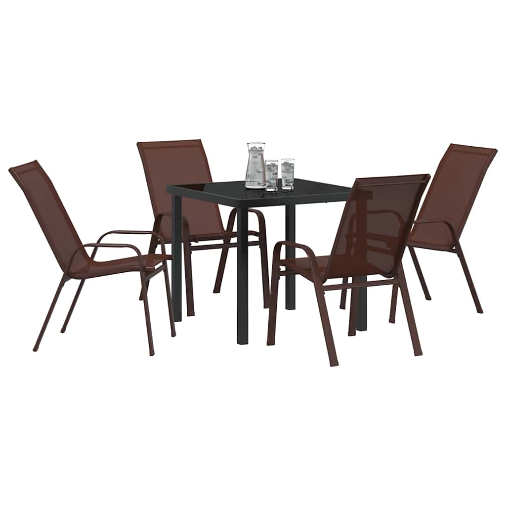 Garden Dining Set 5 pcs Brown Textilene and steel