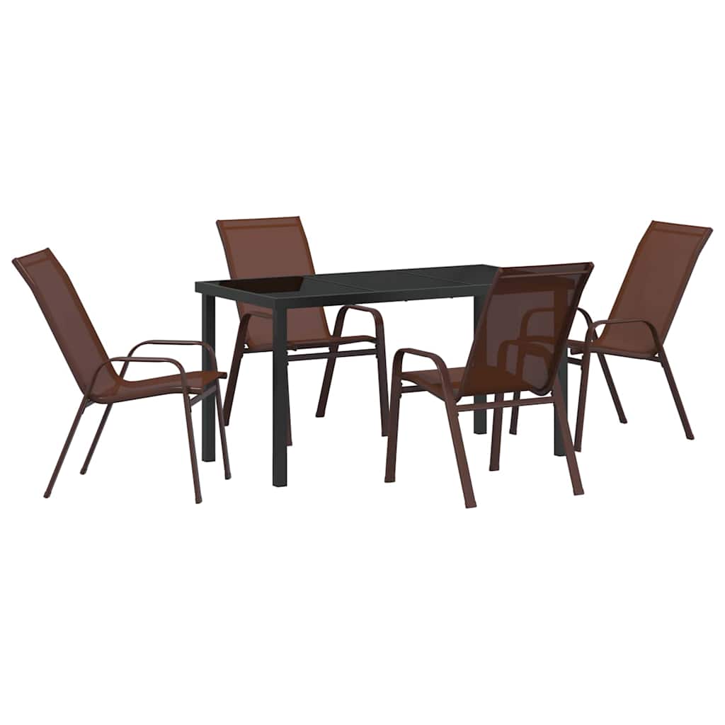 Garden Dining Set 5 pcs Brown Textilene and steel
