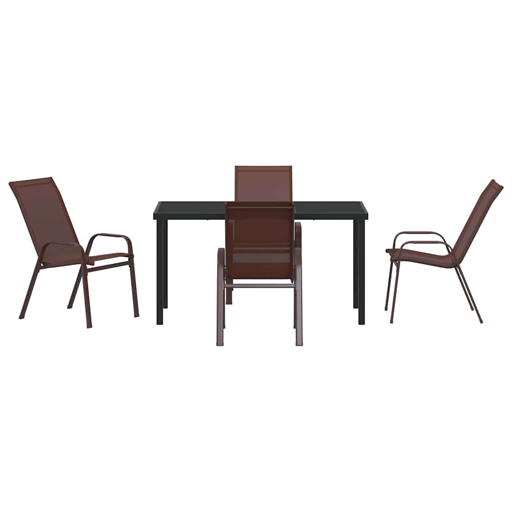 Garden Dining Set 5 pcs Brown Textilene and steel