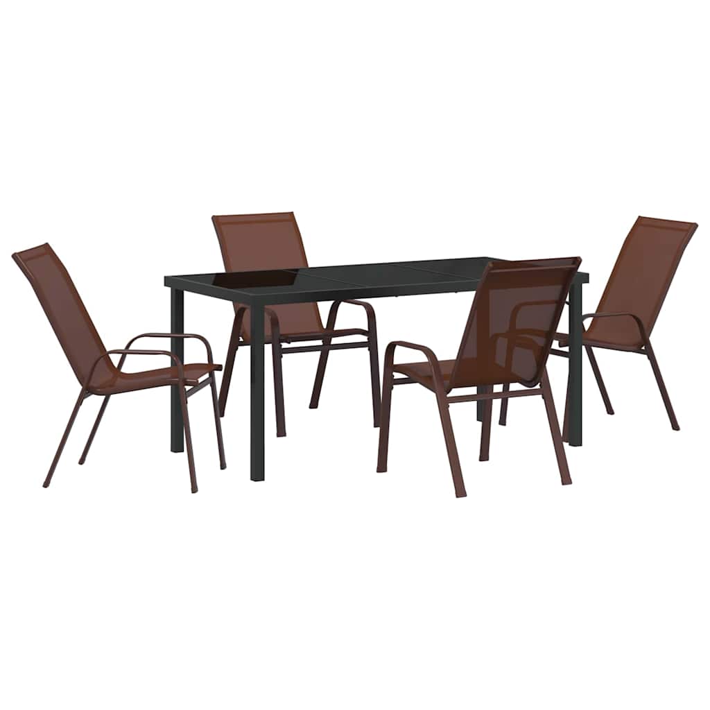 Garden Dining Set 5 pcs Brown Textilene and steel