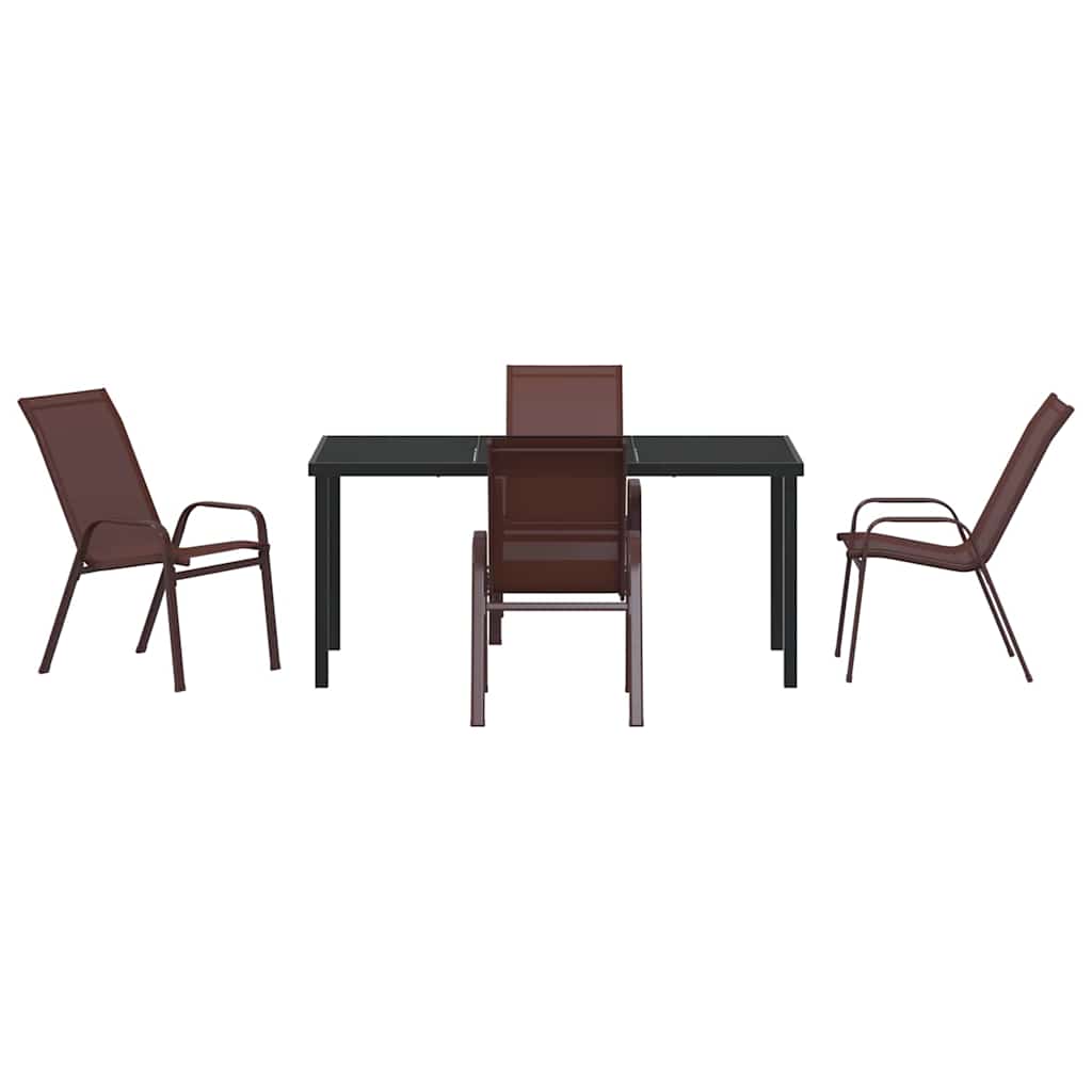 Garden Dining Set 5 pcs Brown Textilene and steel