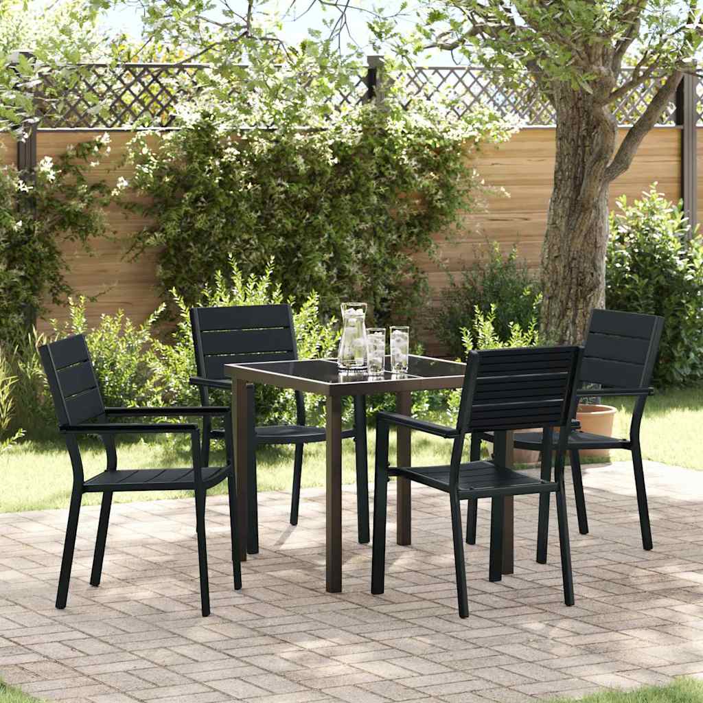 Garden Dining Set 5 pcs Black HDPE