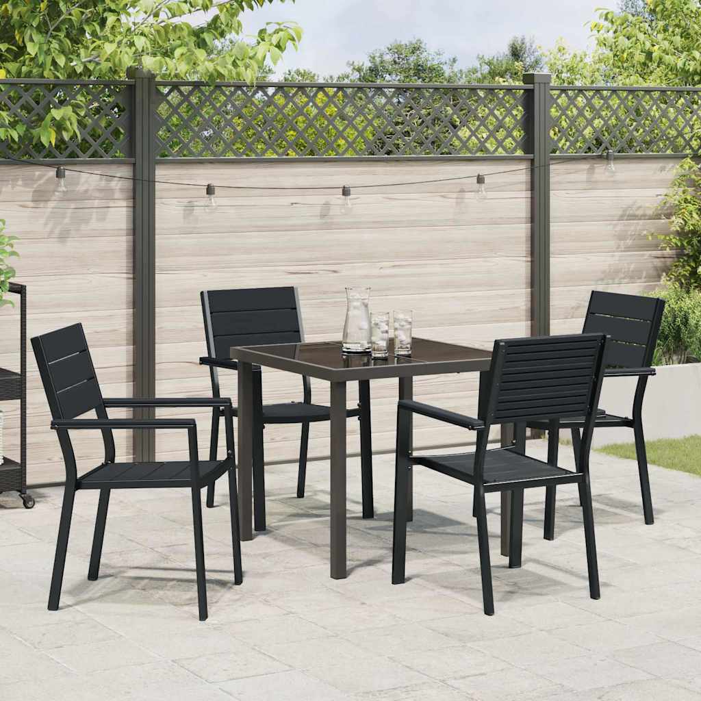Garden Dining Set 5 pcs Black HDPE