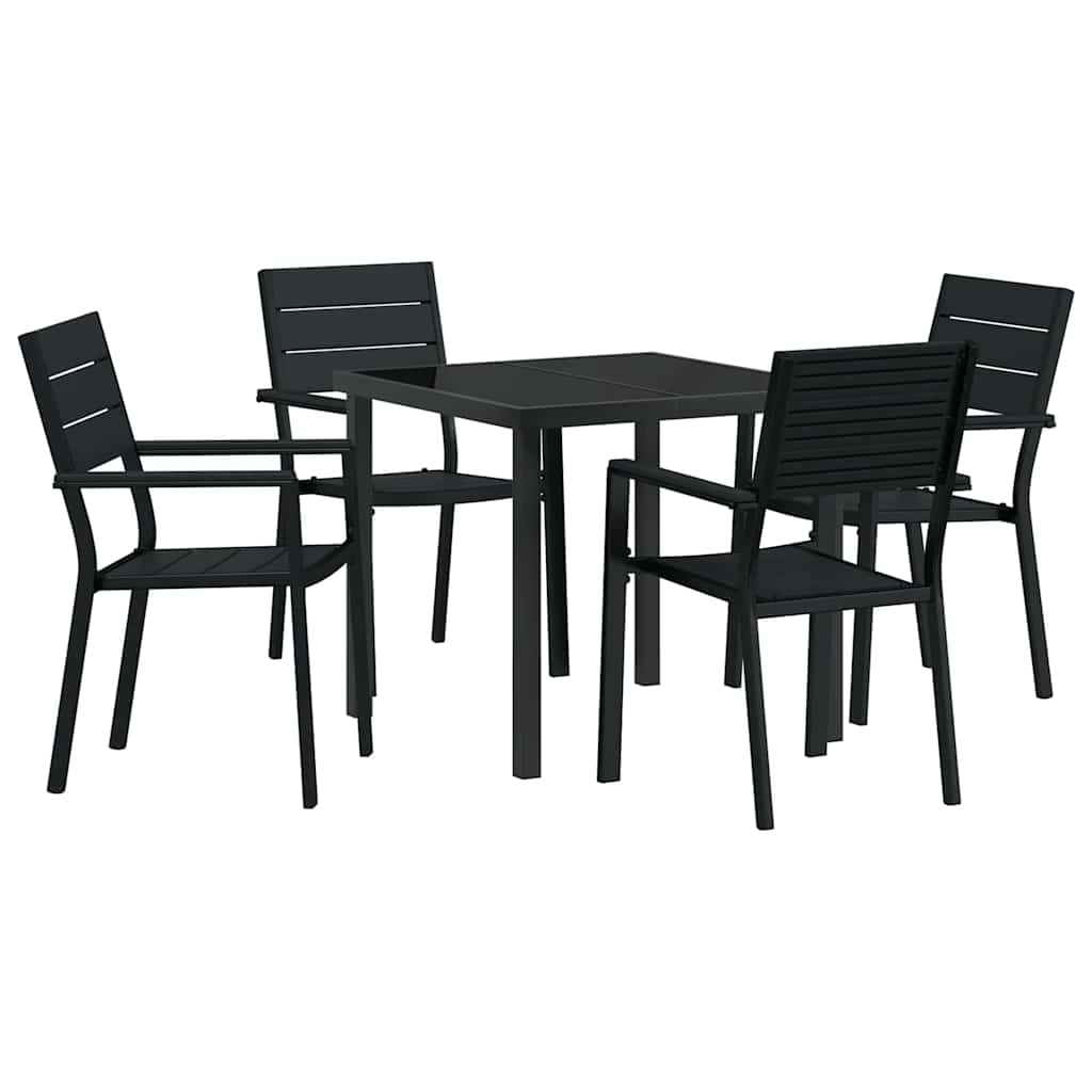 Garden Dining Set 5 pcs Black HDPE