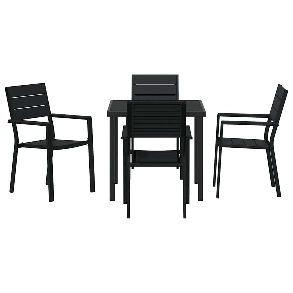 Garden Dining Set 5 pcs Black HDPE