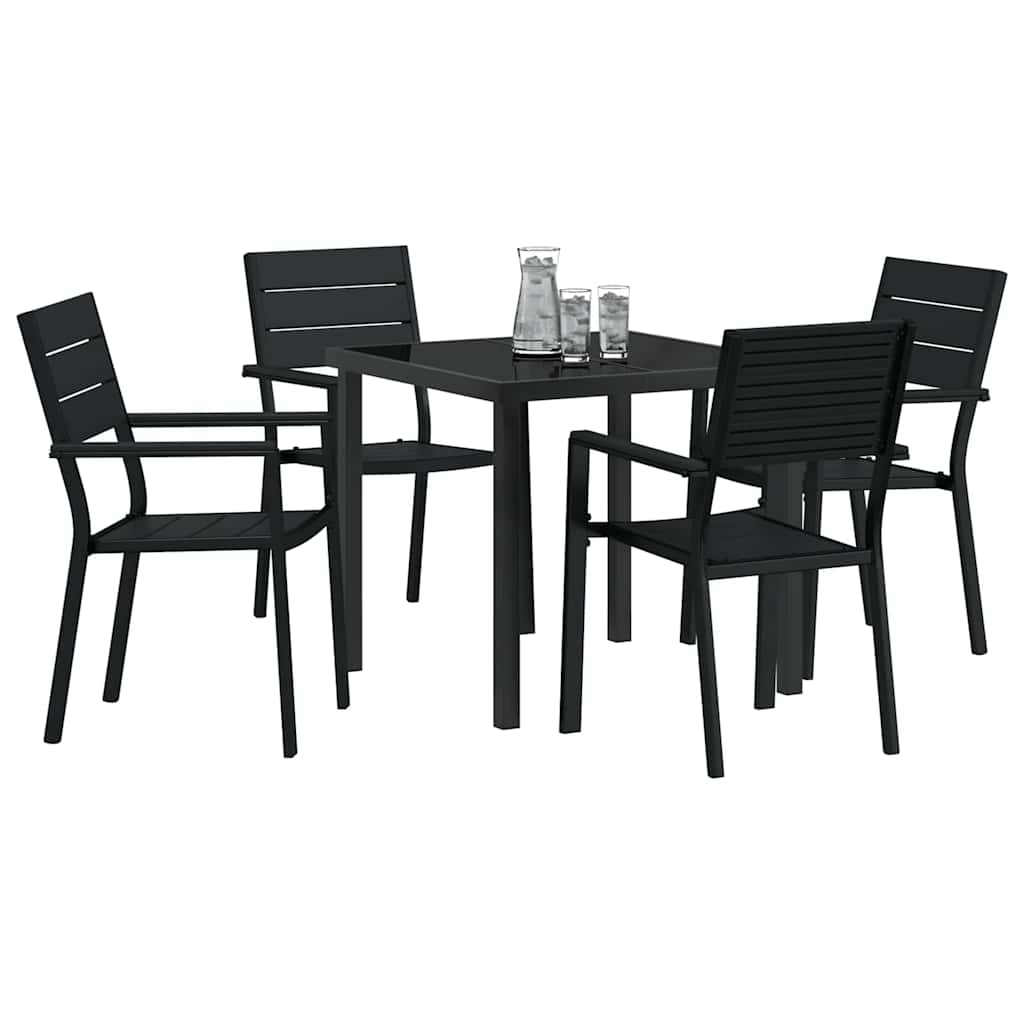 Garden Dining Set 5 pcs Black HDPE