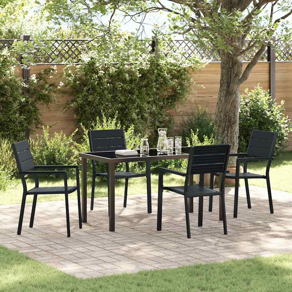 Garden Dining Set 5 pcs Black HDPE