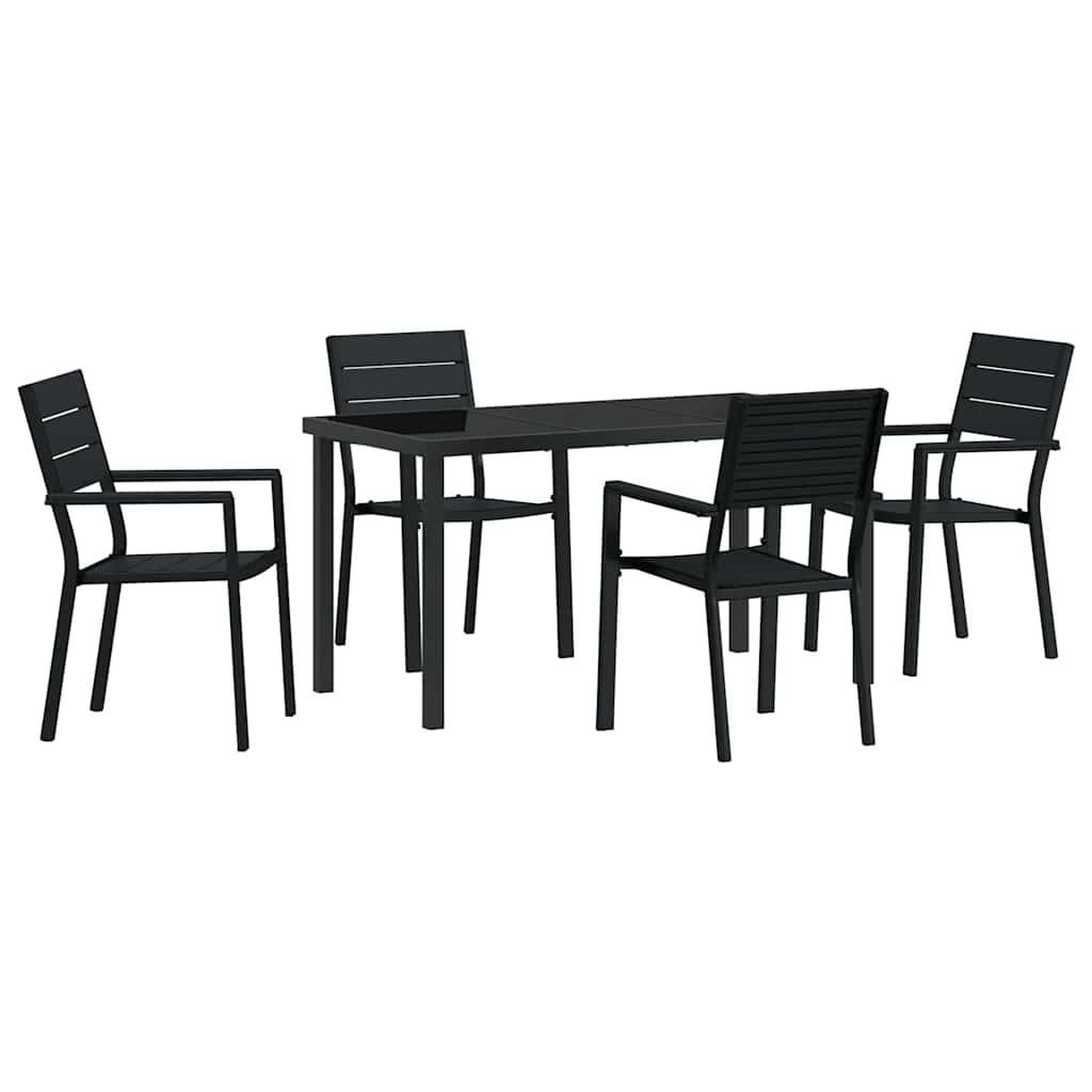 Garden Dining Set 5 pcs Black HDPE