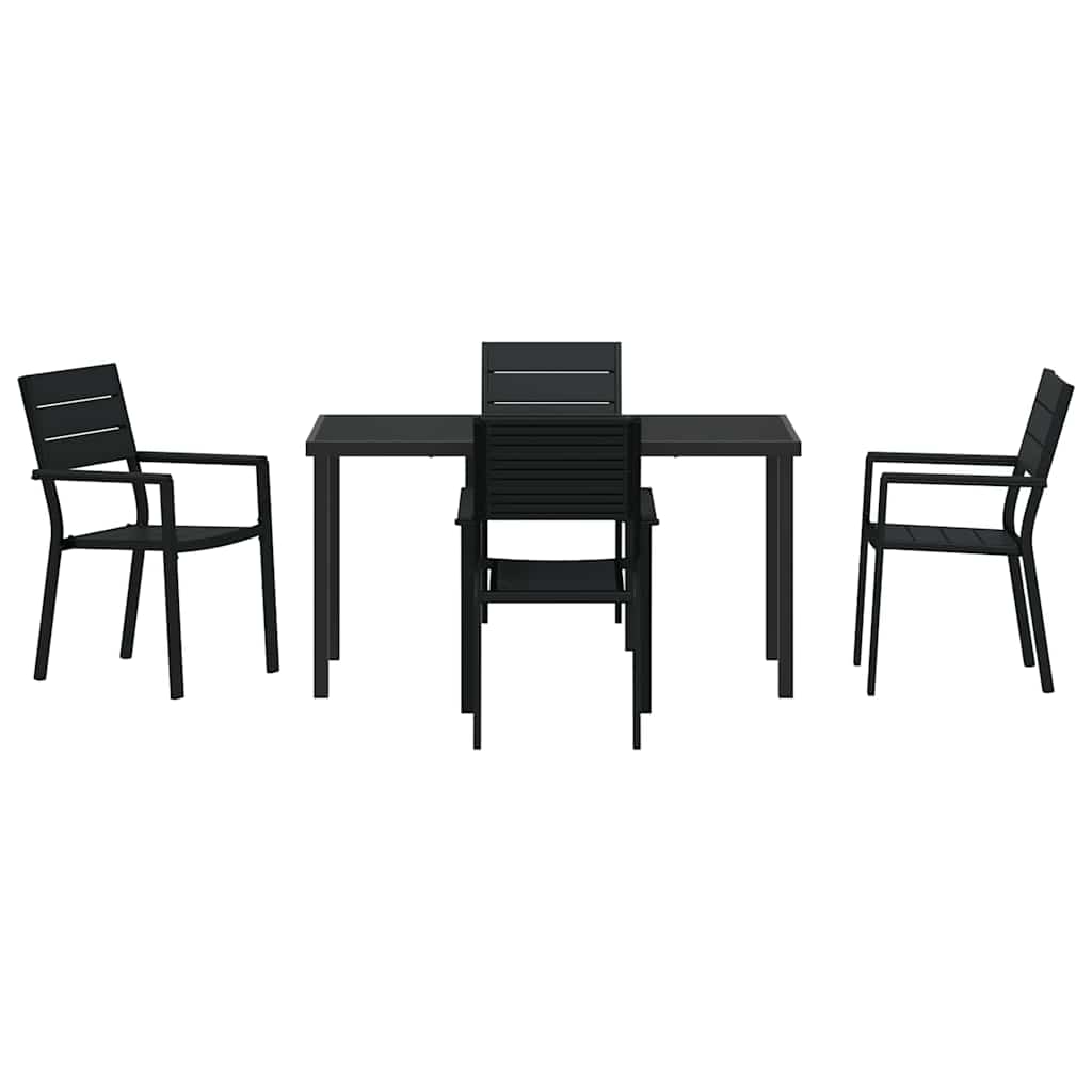 Garden Dining Set 5 pcs Black HDPE