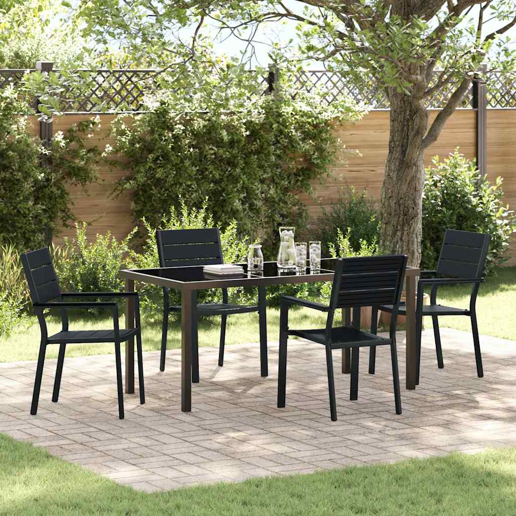 Garden Dining Set 5 pcs Black HDPE