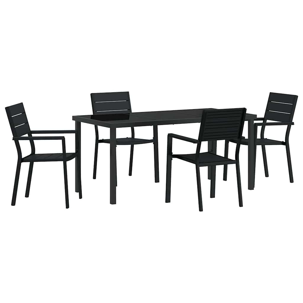 Garden Dining Set 5 pcs Black HDPE