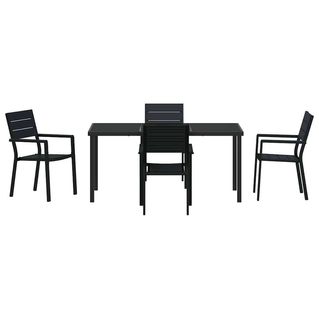 Garden Dining Set 5 pcs Black HDPE