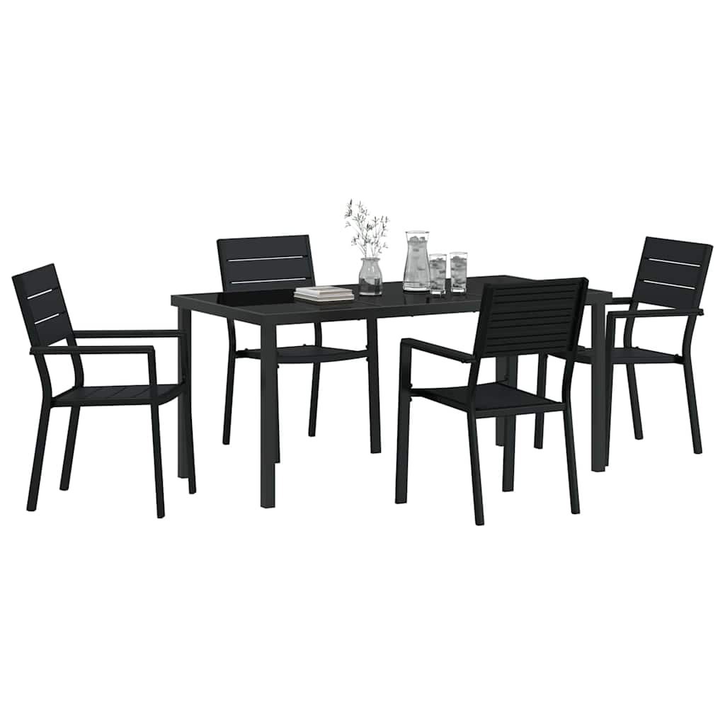 Garden Dining Set 5 pcs Black HDPE