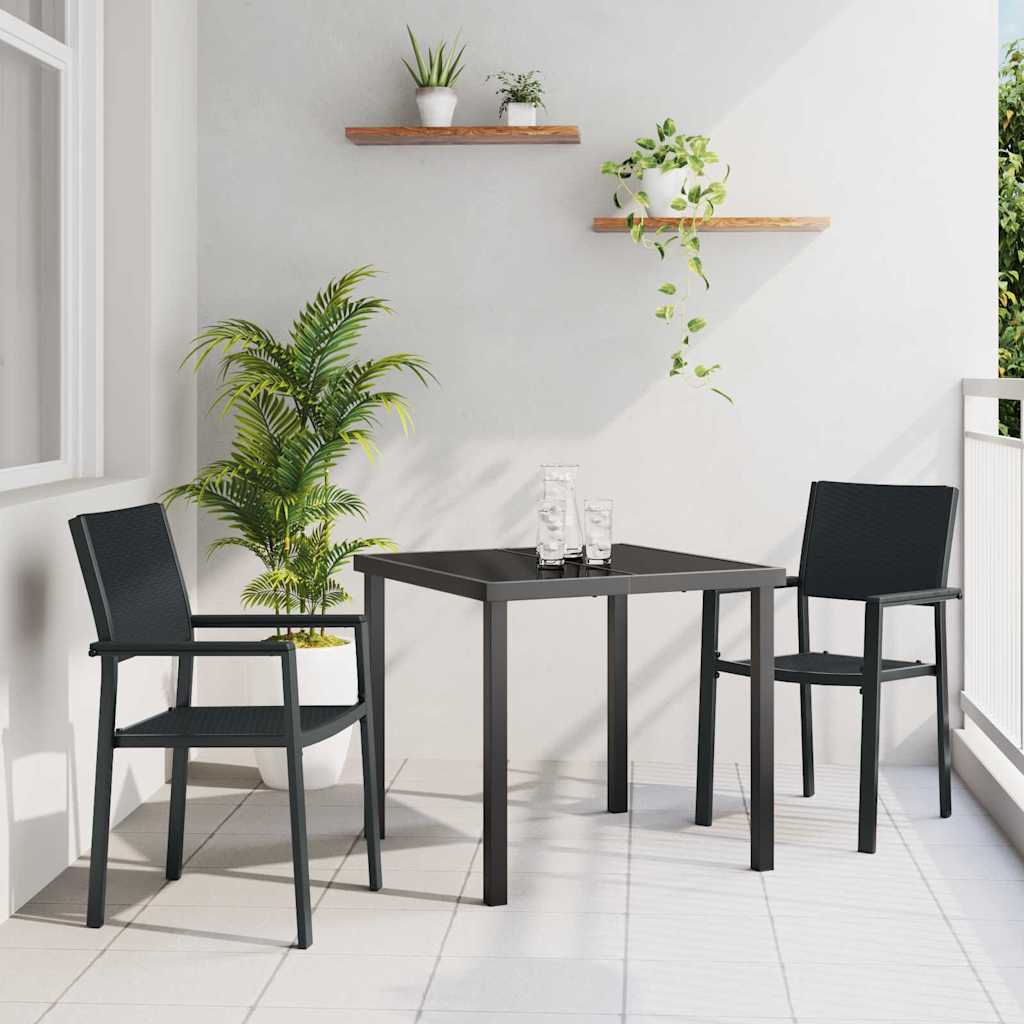 Garden Dining Set 3 pcs Black Poly rattan