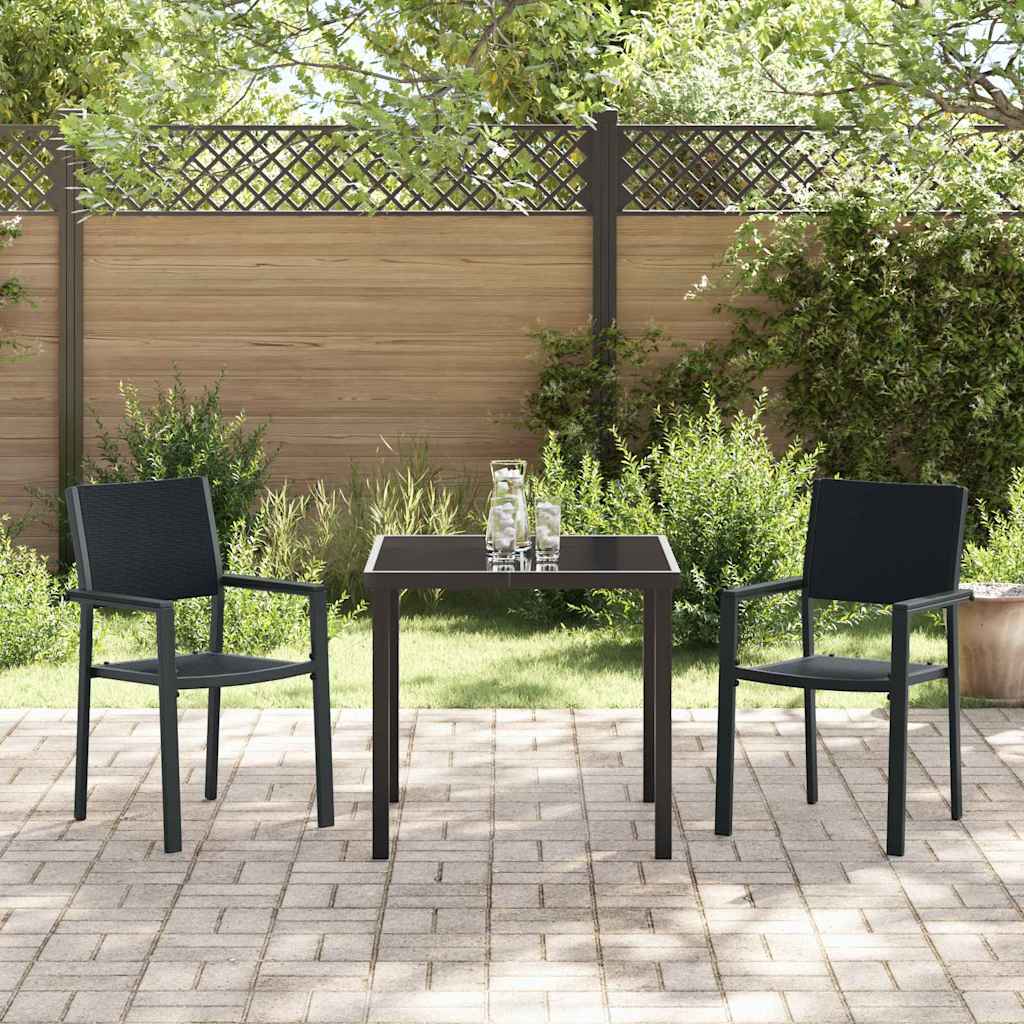Garden Dining Set 3 pcs Black Poly rattan