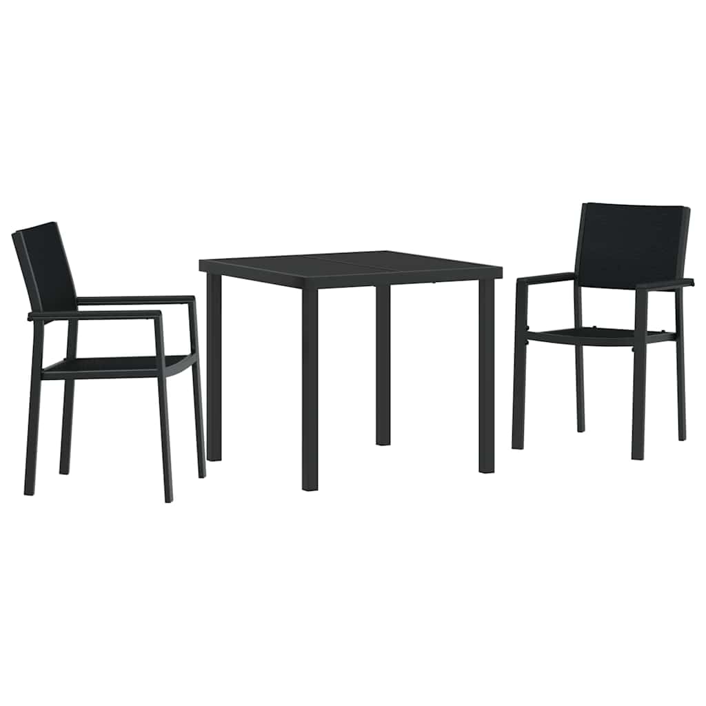 Garden Dining Set 3 pcs Black Poly rattan