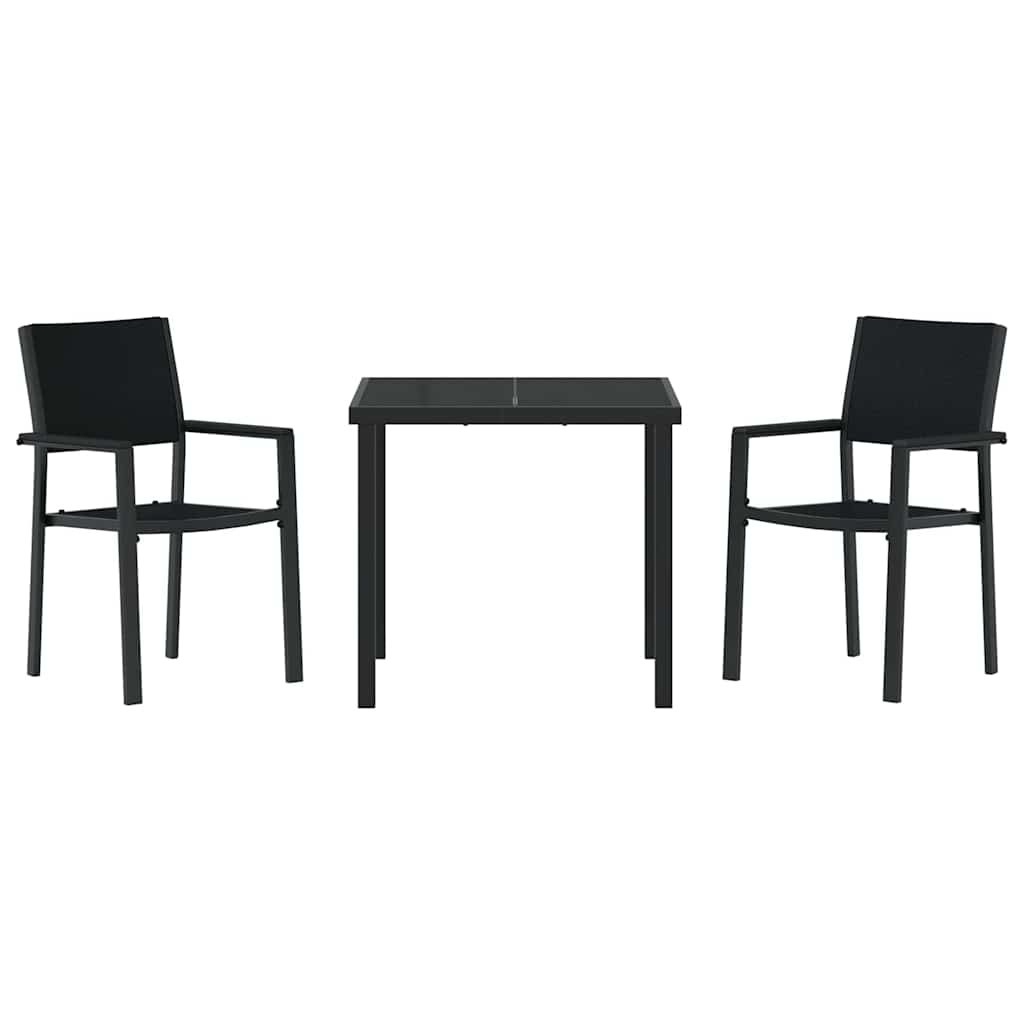 Garden Dining Set 3 pcs Black Poly rattan