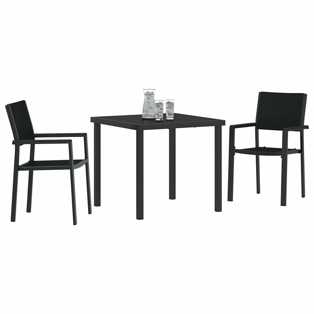 Garden Dining Set 3 pcs Black Poly rattan